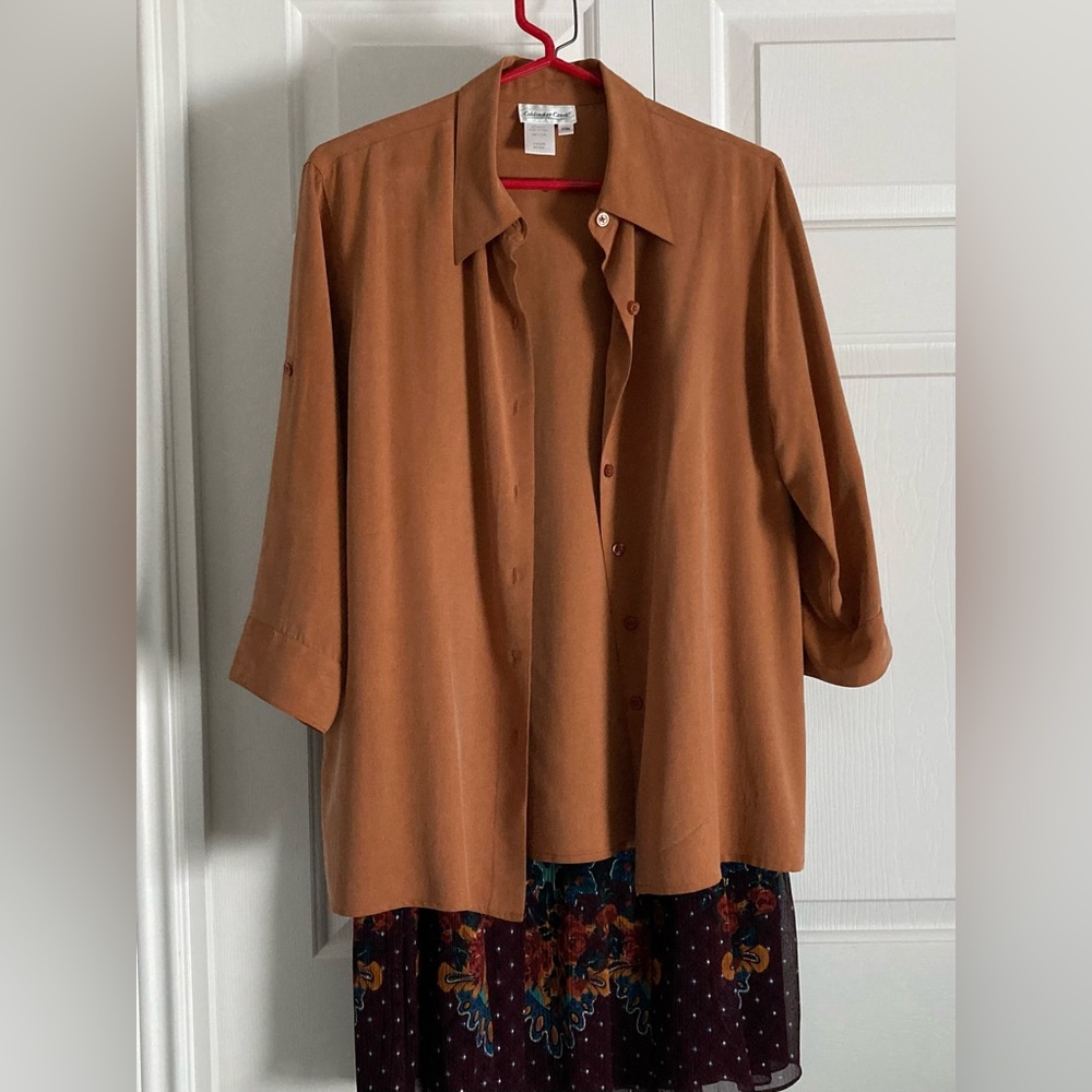 Coldwater Creek P/M silk button down collared shirt